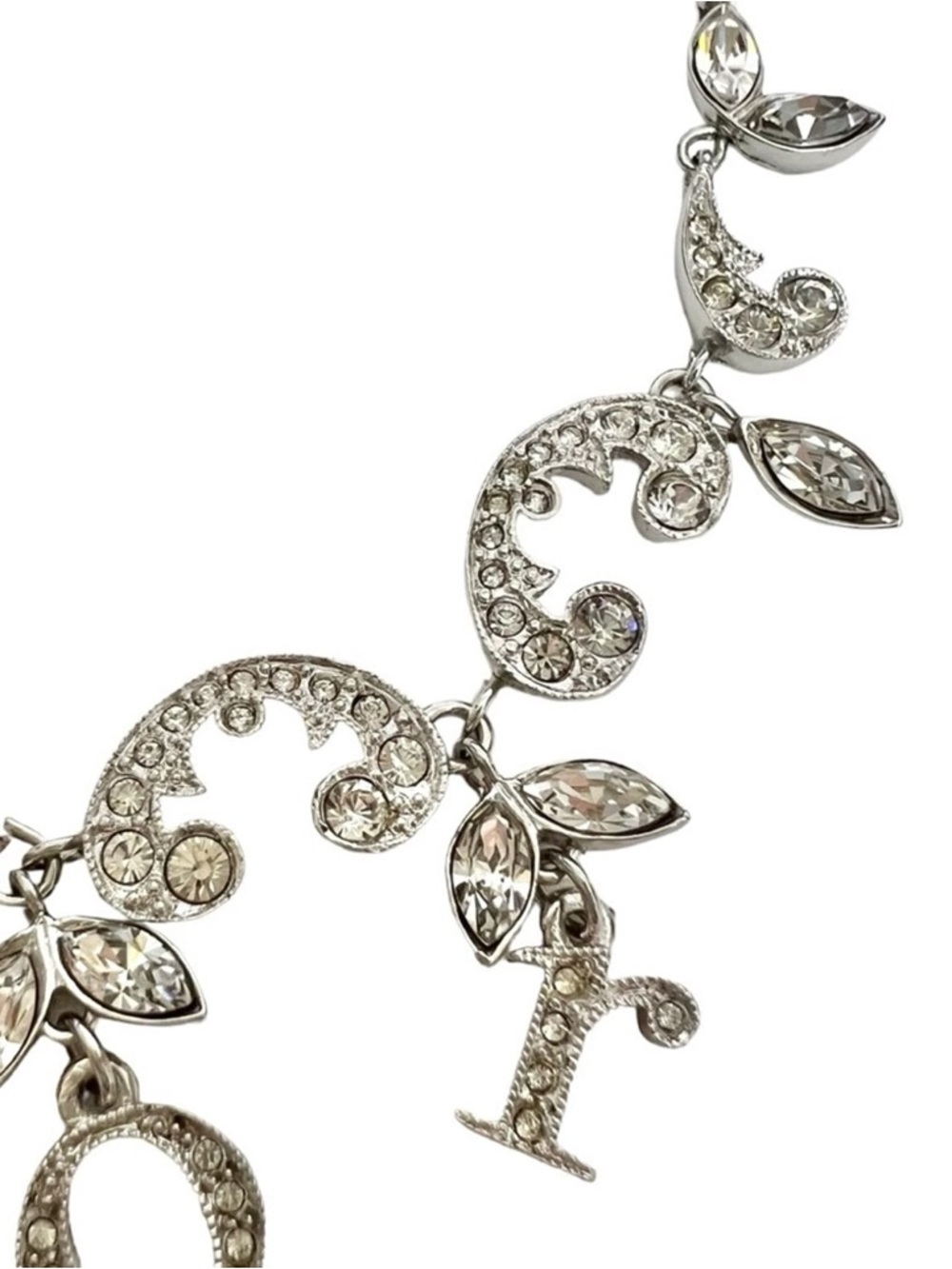 🔥100% Authentic Christian Dior Silver Crystal Dangling Letter Charm Necklace🔥 - Picture 9 of 12